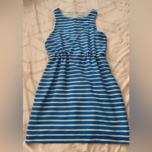 J. Crew Vibrant Blue and White Striped Top